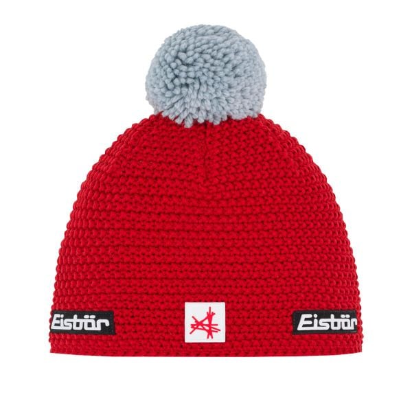 Czapka Eisbar Jamie Pompon MÜ SA. Czerwone czapki i kapelusze męskie Eisbar, na zimę, bez wzorów, z polaru, klasyczne. Za 200.01 zł.