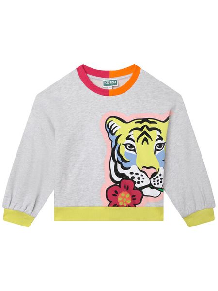 Kenzo Kids Bluza K15647 S Szary Regular Fit. Szare bluzy dla dziewczynek Kenzo kids, bez wzorów, bez ramiączek, bez kaptura. Za 629.99 zł.