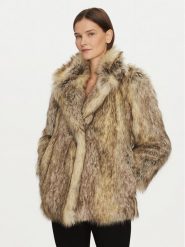 Imperial Futro V9990022S Beżowy Regular Fit. Brązowe płaszcze damskie Imperial, m, bez wzorów, z futra, bez kaptura. Za 839.99 zł.
