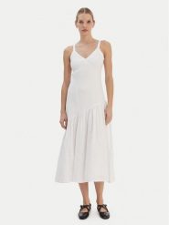 DKNY Sukienka letnia P5JNCD88 Écru Regular Fit. Sukienki damskie DKNY, na lato, m, bez wzorów, ze lnu, bez kołnierzyka, bez ramiączek. Za 649.99 zł.