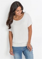 T-shirt z miękkiej mieszanki wiskozy. Czarne bluzki damskie bonprix, bez wzorów, z wiskozy, bez kołnierzyka, bez ramiączek. Za 57.99 zł.