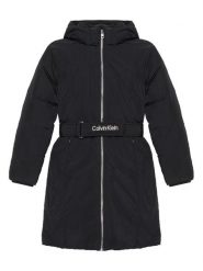 Calvin Klein Jeans Płaszcz zimowy Classic IG0IG03038 Czarny Regular Fit. Czarne kurtki i płaszcze dla dziewczynek Calvin Klein Jeans, na zimę, bez wzorów, z jeansu, bez kaptura. Za 809.99 zł.