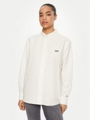 Tommy Jeans Koszula DW0DW19358 Biały Relaxed Fit. Białe bluzki damskie Tommy Jeans, xl, bez wzorów, z bawełny, bez kołnierzyka, bez ramiączek. Za 249.99 zł.