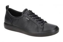 Sznurowane trampki damskie Ecco Soft 7. Czarne trampki i tenisówki damskie ecco, bez wzorów, z gore-texu, bez zapięcia. Za 662.45 zł.