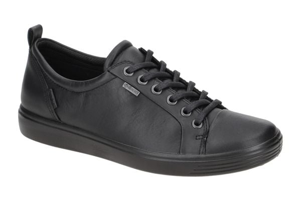 Sznurowane trampki damskie Ecco Soft 7. Czarne trampki i tenisówki damskie ecco, bez wzorów, z gore-texu, bez zapięcia. Za 685.70 zł.