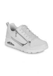 Buty SKECHERS UNO METALLIC SLIDERS Biały. Białe obuwie sportowe damskie Skechers, bez wzorów, z materiału, do biegania. Za 307.99 zł.