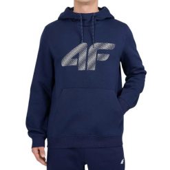 Bluza męska 4F z wysokim kołnierzem. Niebieskie bluzy męskie 4f, m, bez wzorów, z bawełny, bez kaptura. Za 133.99 zł.