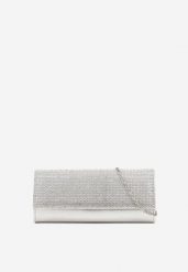 Srebrna Torebka Vices Typu Kopertówka z Cyrkoniami Devline. Szare kopertówki damskie Born2be, bez wzorów, eleganckie, na ramię, bez dodatków. Za 49.99 zł.
