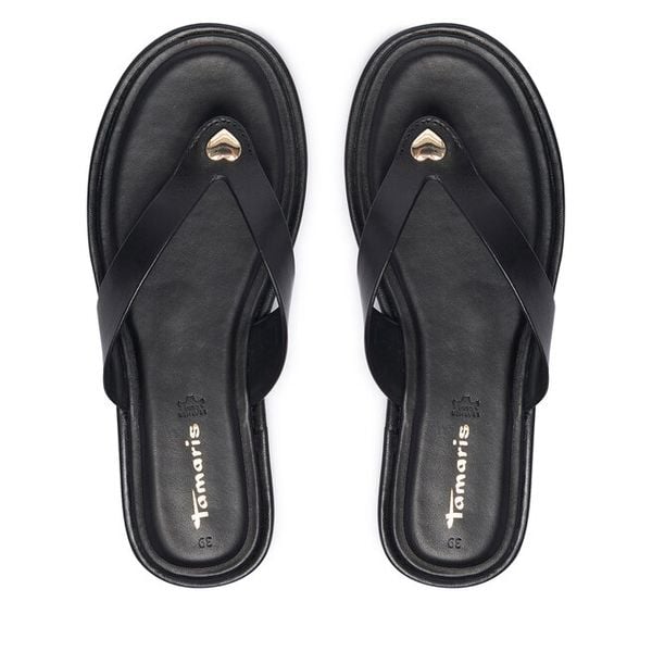 Japonki Tamaris. Czarne klapki damskie Tamaris, bez wzorów, bez obcasa. Za 259.99 zł.