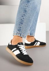 Czarne Sneakersy Tenisówki z Ozdobnymi Paskami Nelidi. Czarne trampki i tenisówki damskie Born2be, bez wzorów, z jeansu, casualowe, bez zapięcia. Za 69.99 zł.