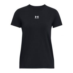 Koszulka damska Under Armour Rival Core. Czarne koszulki sportowe damskie Under Armour, xl, bez wzorów, bez kołnierzyka, bez ramiączek. Za 124.57 zł.