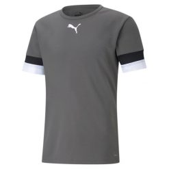 Koszulka piłkarska męska PUMA teamRISE Jersey. Białe koszulki sportowe męskie Puma, m, bez wzorów, z jersey, bez kołnierzyka, bez ramiączek, do piłki nożnej. Za 129.70 zł.