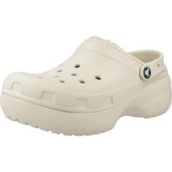 Klapki Crocs Model Lined Clog Kolor Beżowy. Białe klapki damskie Crocs, bez wzorów, z gumy, bez obcasa. Za 318.05 zł.