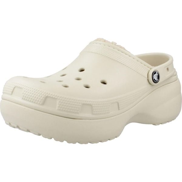 Klapki Crocs Model Lined Clog Kolor Beżowy. Białe klapki damskie Crocs, bez wzorów, z gumy, bez obcasa. Za 326.45 zł.