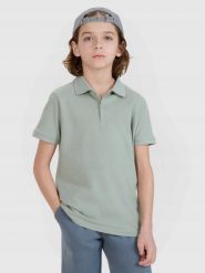 KOSZULKA POLO CHŁOPIĘCA 4F DZIECIĘCA 146. Zielone t-shirty dla chłopców 4f, bez wzorów, z bawełny, bez ramiączek. Za 49.99 zł.