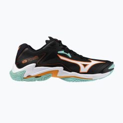 Buty do siatkówki Mizuno Wave Lightning Z8 black/tangelo/ice green. Czarne buty sportowe męskie Mizuno, bez zapięcia, do siatkówki, mizuno wave. Za 419.99 zł.