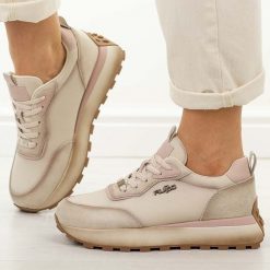 Beżowe be skórzane półbuty damskie Filippo Dp7754/26. Brązowe obuwie sportowe damskie Filippo, bez wzorów, z jeansu. Za 249.00 zł.