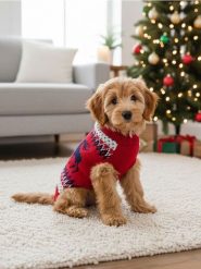 Świąteczny sweter dla zwierząt - wielobarwny. Swetry przez głowę męskie Sinsay, bez wzorów, bez kołnierzyka. Za 17.99 zł.