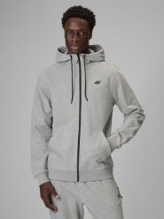 Bluza dresowa regular z kapturem męska 4F 4FRMM00TSWSM3058. Szare bluzy męskie 4f, m, bez wzorów, z bawełny, z kapturem. Za 169.99 zł.