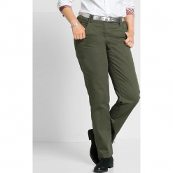 Spodnie w kolorze khaki. Brązowe spodnie materiałowe damskie Sheego, w paski. W wyprzedaży za 108.95 zł.