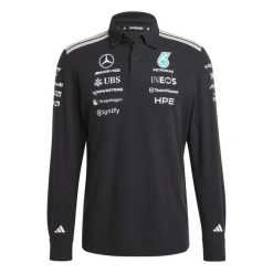 Koszulka polo z długim rękawem z bawełny Mercedes AMG Petronas Formula One Team. Czarne koszulki polo męskie Adidas, xl, bez wzorów, z bawełny, bez kołnierzyka, bez ramiączek. Za 383.00 zł.