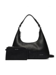 Calvin Klein Torebka Emblem Aop Perfor Lthr Bag LV04F3367G Czarny. Czarne torebki do ręki damskie Calvin Klein, bez wzorów, ze skóry, bez dodatków. Za 899.99 zł.