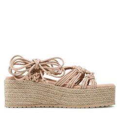 Espadryle DeeZee. Brązowe sandały damskie DeeZee, bez wzorów, bez obcasa, bez zapięcia. Za 119.99 zł.