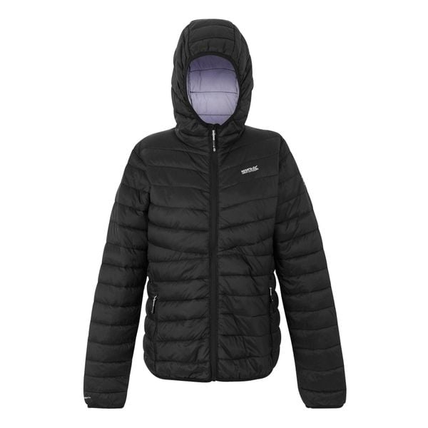 Kurtka Damska Hillpack IV Padded Jacket. Czarne kurtki damskie Regatta, bez wzorów, z puchu, bez kaptura, trekkingowe. Za 117.99 zł.