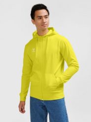 Bluza dresowa z kapturem Hummel Go 2.0. Żółte bluzy męskie Hummel, xl, bez wzorów, z bawełny, z kapturem, na fitness i siłownię. Za 249.40 zł.
