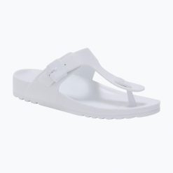Japonki damskie Scholl Bahia Eva. Białe klapki damskie Scholl, bez wzorów, z materiału, bez obcasa. Za 169.99 zł.