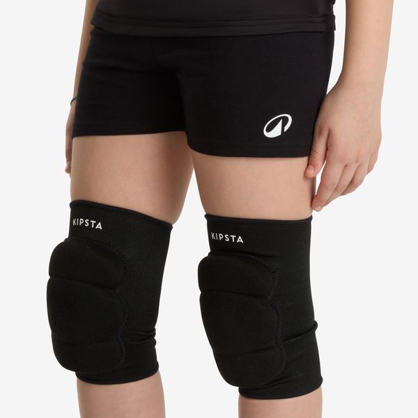 Spodenki do siatkówki V100 dla dziewczynek. Czarne spodenki dla dziewczynek ALLSIX, bez wzorów, z bawełny, młodzieżowe. Za 39.99 zł.