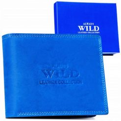 Portfel skórzany Always Wild AW-N7-MAL niebieski. Niebieskie portfele męskie Always Wild, bez wzorów, ze skóry. Za 45.00 zł.