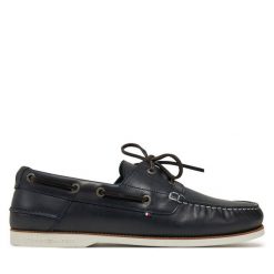 Półbuty Tommy Hilfiger. Niebieskie półbuty na co dzień męskie Tommy Hilfiger, bez zapięcia. Za 379.99 zł.