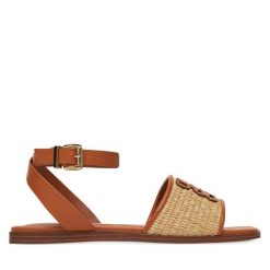 Sandały Nine West. Brązowe sandały damskie Nine West, bez wzorów, bez obcasa, na płaskiej podeszwie, bez zapięcia. Za 117.99 zł.