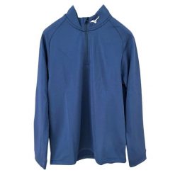 Bluza Mizuno Crested. Niebieskie bluzy damskie Mizuno, m, bez wzorów, z materiału, bez kaptura, na golfa. Za 337.00 zł.