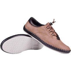 Kampol Buty męskie casual 337/OL brązowe beżowy. Brązowe półbuty na co dzień męskie z jeansu, casualowe, bez zapięcia. Za 367.89 zł.