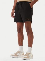 Tommy Jeans Szorty sportowe Contrast Linear DM0DM22697 Czarny Regular Fit. Czarne krótkie spodenki sportowe męskie Tommy Jeans, m, bez wzorów, z bawełny. Za 209.99 zł.