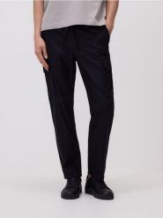 Spodnie jogger z lnem - czarny. Czarne spodnie materiałowe męskie Reserved, l, bez wzorów, z bawełny. Za 149.99 zł.