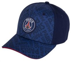 Czapka z daszkiem Paris Saint Germain cap all-over print granatowa. Niebieskie czapki i kapelusze męskie PSG, bez wzorów, z bawełny, sportowe. Za 109.00 zł.