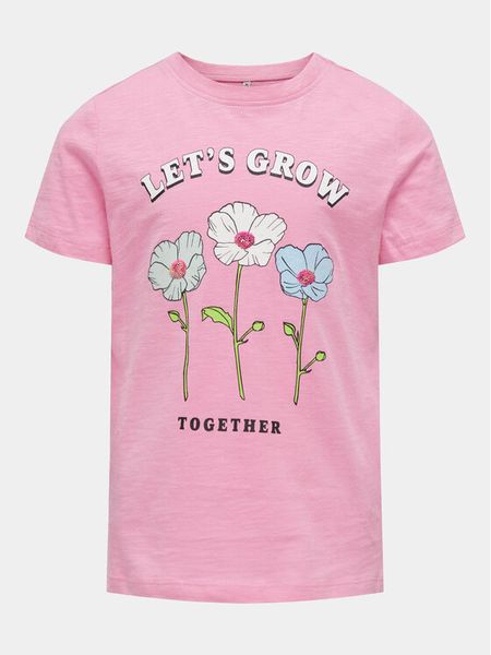 Kids ONLY T-Shirt Bone 15317846 Różowy Regular Fit. Czerwone t-shirty i topy dla dziewczynek Kids Only, bez wzorów, z bawełny, bez ramiączek. Za 39.99 zł.