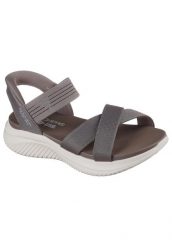 Sandały SKECHERS 119975S Szary. Szare sandały damskie Skechers, bez wzorów, z materiału, bez obcasa, bez zapięcia. Za 297.99 zł.
