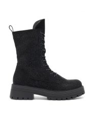 Jenny Fairy Trzewiki ADELE WS2296-06 Czarny. Czarne botki damskie Jenny Fairy, z materiału, bez obcasa, na płaskiej podeszwie, bez zapięcia. Za 179.99 zł.