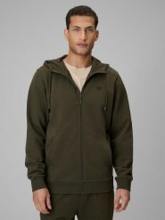 Bluza dresowa regular z kapturem męska 4F 4FRSS26TSWSM3106. Zielone bluzy męskie 4f, m, bez wzorów, z bawełny, z kapturem. Za 169.99 zł.