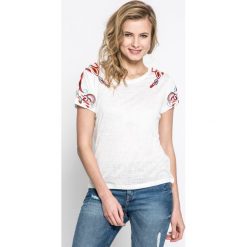 Answear - Top. Szare topy damskie ANSWEAR, z dzianiny, z okrągłym kołnierzem, z krótkim rękawem. W wyprzedaży za 39.90 zł.
