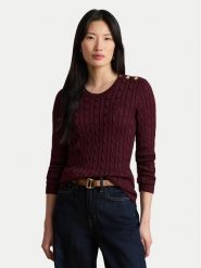 LAUREN RALPH LAUREN Sweter 200P14039503 Bordowy Regular Fit. Czerwone swetry damskie Lauren Ralph Lauren, xxl, bez wzorów, z bawełny, bez kołnierzyka, bez ramiączek, bez kaptura. Za 859.99 zł.
