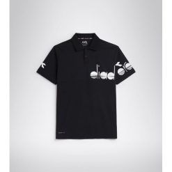 Koszulka do tenisa z krótkim rękawem męska Diadora SS POLO COACH black. Czarne koszulki polo męskie Diadora, l, bez wzorów, bez kołnierzyka, bez ramiączek, tenisowe. Za 89.99 zł.