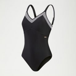 Strój kąpielowy jednoczęściowy damski Speedo Shaping Mesh. Czarne kostiumy jednoczęściowe damskie Speedo, s, bez wzorów, z materiału, na fitness i siłownię. Za 219.99 zł.