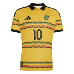 Koszulka domowa Jamajki Marley Coupe du Monde 2026. Żółte koszulki sportowe męskie Adidas, s, bez wzorów, z dzianiny, bez kołnierzyka, bez ramiączek, do piłki nożnej, climacool (adidas). Za 500.14 zł.