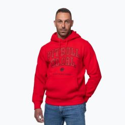 Bluza męska Pitbull So Cal Hooded. Czerwone bluzy sportowe męskie PITBULL, m, bez wzorów, z bawełny, bez kaptura, na fitness i siłownię. Za 179.99 zł.