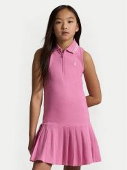 Polo Ralph Lauren Sukienka codzienna 313965016001 Różowy Slim Fit. Czerwone sukienki dla dziewczynek Polo Ralph Lauren, bez wzorów, z bawełny, bez ramiączek. Za 319.99 zł.